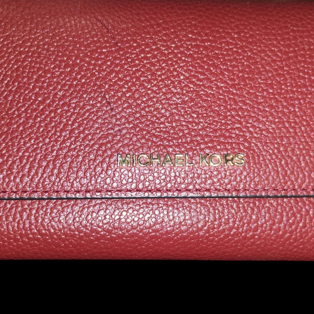 Michael Kors Red Leather Trifold Wallet
